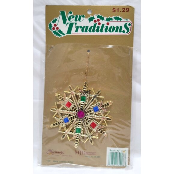 Lot of 3 Vintage 1991 New Traditions Angel Snowflake Ornaments With Gems - Picture 6 of 6